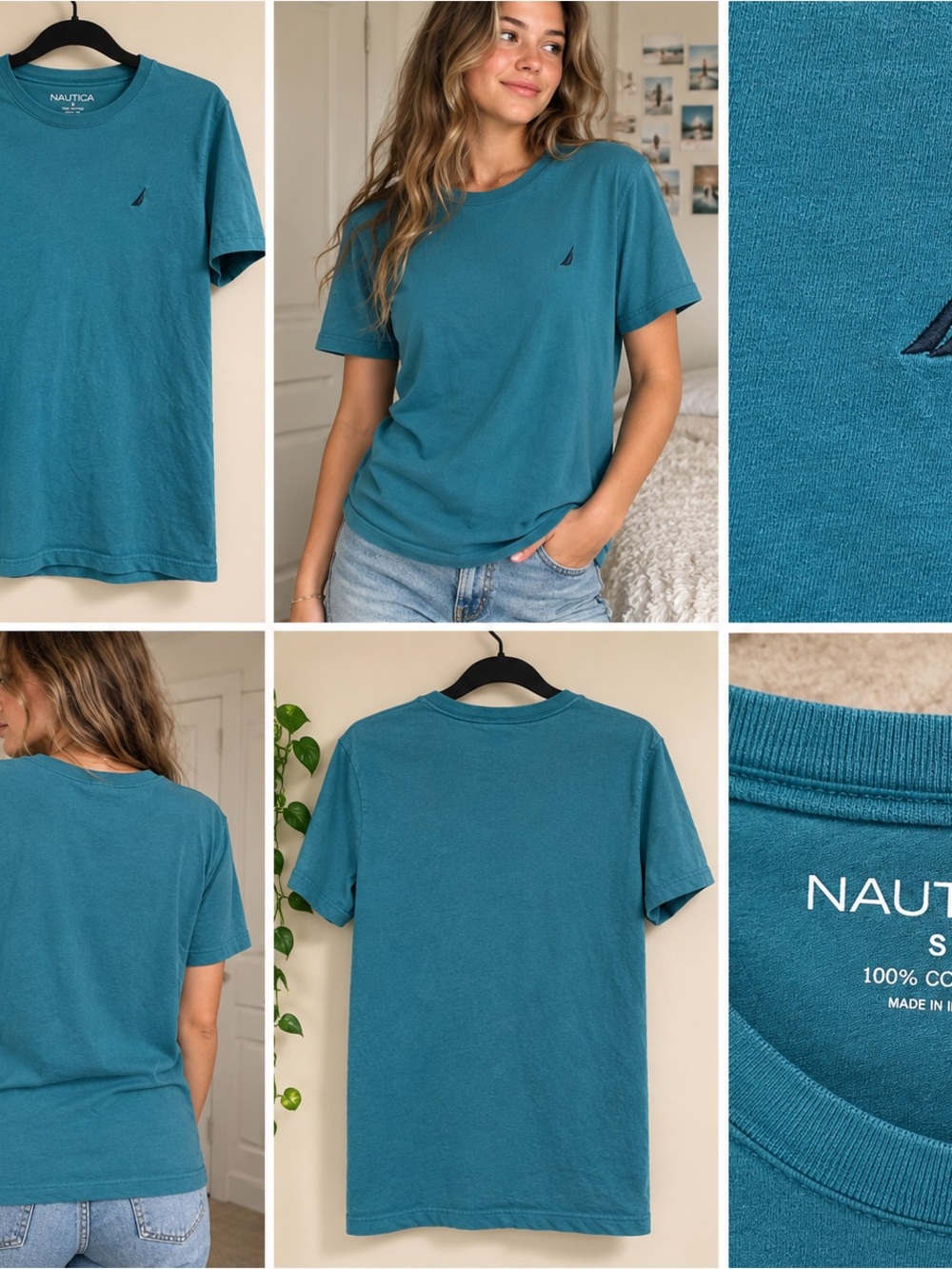 Nautica Teal Short-Sleeve Crewneck T-Shirt with Sail Logo